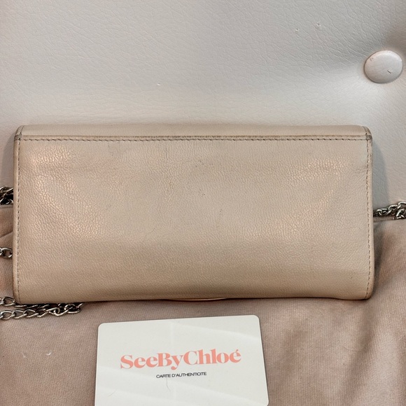See by Chloé Lizzie Beige Leather Bi-Color Continental Wallet W/ COA - Picture 10 of 16